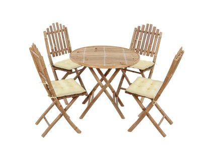 vidaXL 5-dielna skladacia vonkajšia jedálenská súprava s podložkami bambus