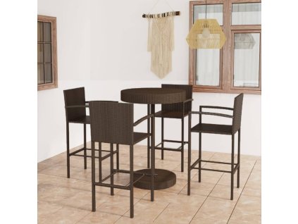 vidaXL 5-dielna záhradná barová súprava polyratanová hnedá