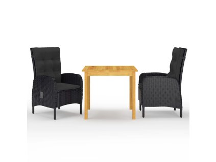 vidaXL 3-dielna záhradná jedálenská súprava čierna