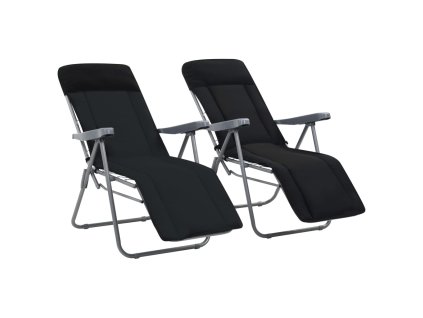 vidaXL Skladacie záhradné stoličky s podložkami 2 ks, čierne