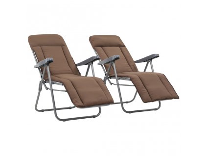 vidaXL Skladacie záhradné stoličky s podložkami 2 ks, hnedé