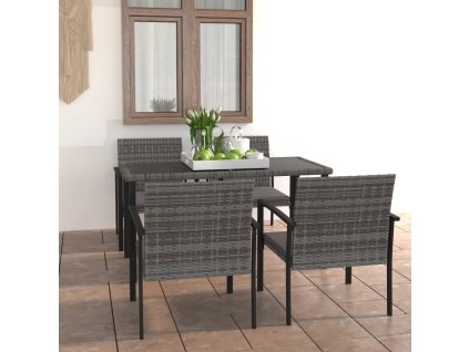 vidaXL 5-dielna záhradná jedálenská súprava polyratan šedá