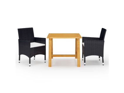 vidaXL 3-dielna záhradná jedálenská súprava čierna