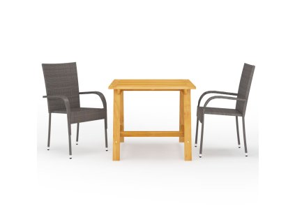 vidaXL 3-dielna záhradná jedálenská súprava hnedá