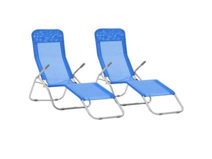 vidaXL Skladacie záhradné ležadlá 2 ks, textilén, modré