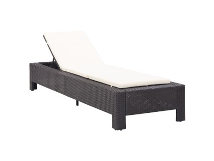vidaXL Opaľovacie lehátko s vankúšom čierne polyratanové