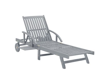 vidaXL Záhradné ležadlo sivé akáciový masív