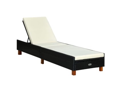 vidaXL Opaľovacie lehátko s vankúšom čierne polyratanové