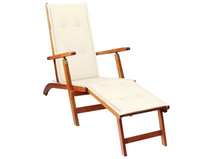 vidaXL Kreslo na terasu s opierkou na nohy a podložkou, akáciový masív