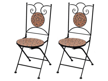 vidaXL Skladacie záhradné stoličky 2 ks, keramika, tehlové