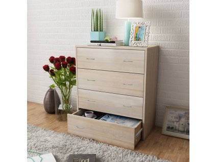 vidaXL Skrinka so 4 zásuvkami 60x30,5x71 cm, farba dubového dreva