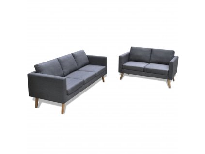 vidaXL Súprava 2-miestnej a 3-miestnej pohovky, látková, tmavosivá