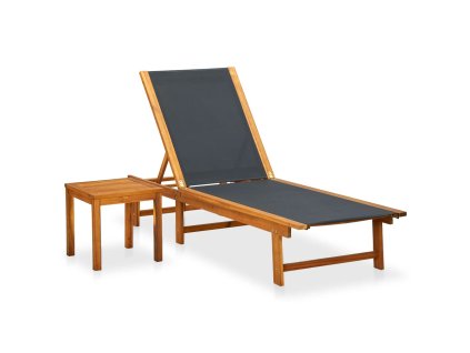 vidaXL Záhradné ležadlo so stolíkom, akáciový masív a textilén