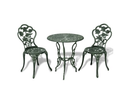 vidaXL 3-dielna bistro súprava zelená liaty hliník
