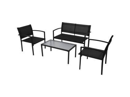 vidaXL 4-dielna záhradná sedacia súprava čierna textilénová