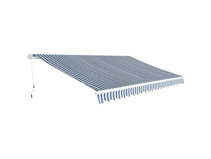 vidaXL Ručne ovládaná zaťahovacia markíza, 500 cm, modro-biela
