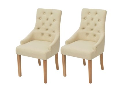 vidaXL Jedálenské stoličky 2 ks, krémové, látka