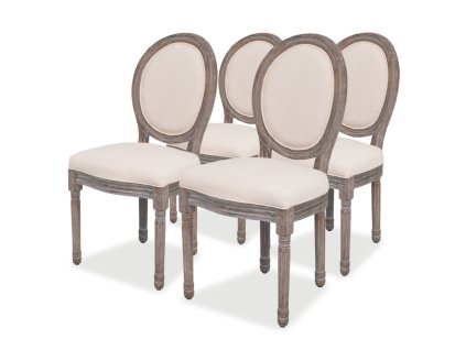 vidaXL Jedálenské stoličky 4 ks, krémové, látka