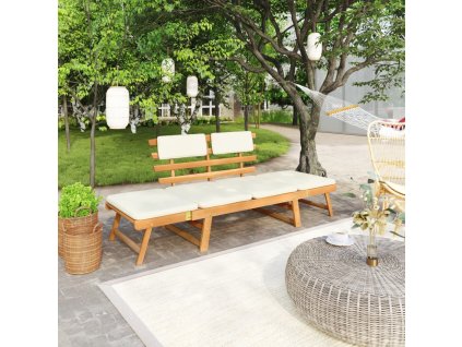 vidaXL Záhradná lavička s podložkami 2 v 1 190 cm, akáciový masív