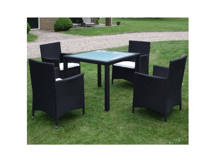 vidaXL 5-dielna vonkajšia jedálenská súprava s vankúšmi polyratan čierna