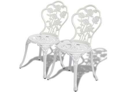 vidaXL Bistro stoličky 2 ks, odlievaný hliník, biele