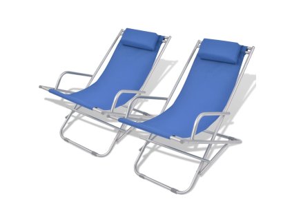 vidaXL Sklápacie kreslá na terasu 2 ks, oceľ, modré