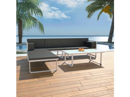 vidaXL 4-dielna záhradná sedacia súprava s vankúšmi hliník čierna