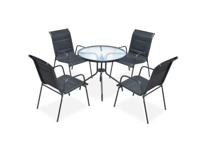 vidaXL 5-dielna záhradná jedálenská súprava oceľová čierna