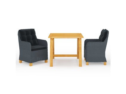 vidaXL 3-dielna záhradná jedálenská súprava tmavosivá