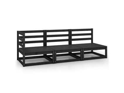 vidaXL 3-dielna záhradná sedacia súprava čierna masívna borovica