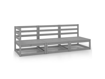 vidaXL 3-dielna záhradná sedacia súprava sivá borovicový masív