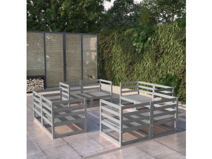 vidaXL 8-dielna záhradná sedacia súprava sivá borovicové drevo