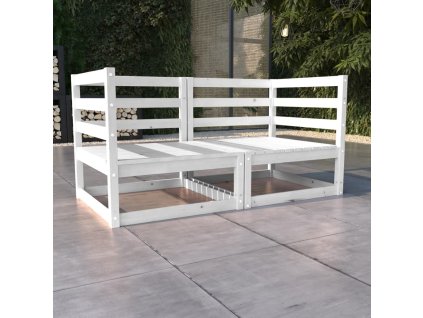 vidaXL Záhradná 2-miestna biela pohovka masívna borovica