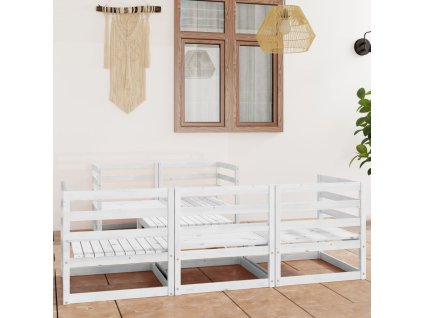 vidaXL 6-dielna záhradná sedacia súprava biela masívna borovica