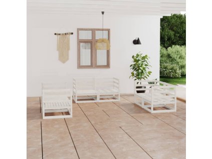 vidaXL 6-dielna záhradná sedacia súprava biela masívna borovica