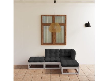 vidaXL 4-dielna záhradná sedacia súprava s podložkami borovicový masív