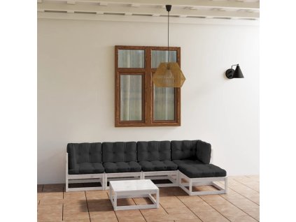 vidaXL 6-dielna záhradná súprava s podložkami, borovicový masív