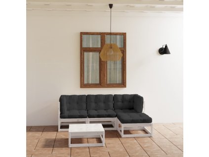 vidaXL 5-dielna záhradná súprava s podložkami, borovicový masív