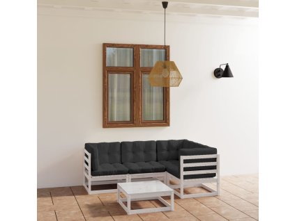 vidaXL 5-dielna záhradná súprava s podložkami, borovicový masív