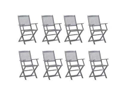 vidaXL Skladacie vonkajšie stoličky 8 ks akáciový masív