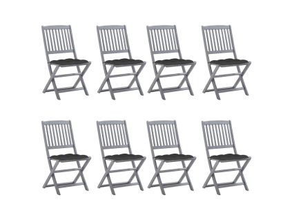 vidaXL Skladacie vonkajšie stoličky 8 ks s podložkami akáciový masív