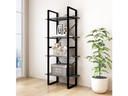 vidaXL Knižnica so 4 policami sivá 60x30x140 cm masívna borovica