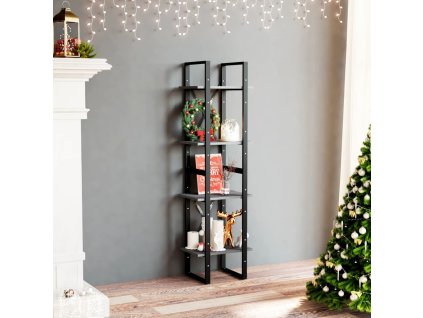 vidaXL Knižnica so 4 policami sivá 40x30x140 cm masívna borovica