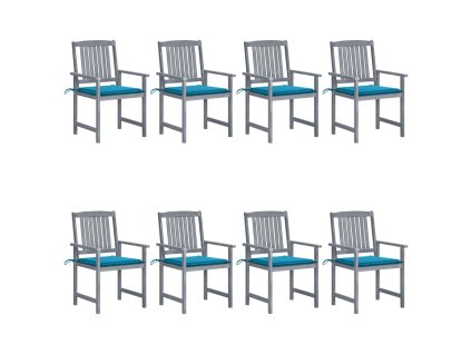 vidaXL Záhradné stoličky s podložkami 8 ks akáciový masív sivé