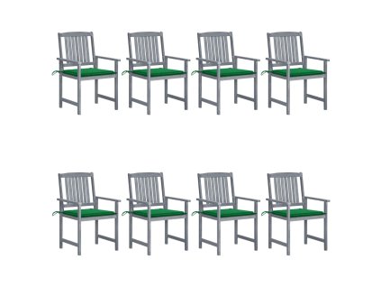 vidaXL Záhradné stoličky s podložkami 8 ks akáciový masív sivé