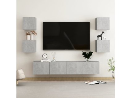vidaXL 6-dielna súprava TV skriniek betónovo-sivá drevotrieska