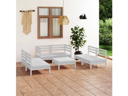 vidaXL 7-dielna záhradná sedacia súprava biela masívna borovica