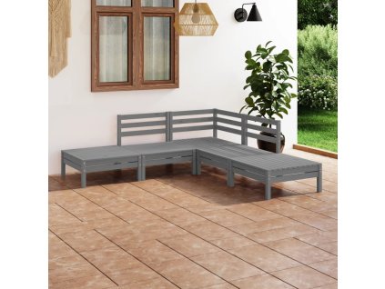 vidaXL 5-dielna záhradná sedacia súprava borovicový masív sivá