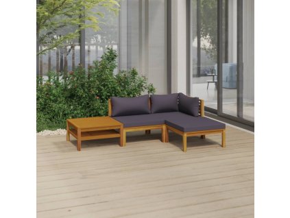 vidaXL 4-dielna záhradná sedacia súprava s podložkami akáciový masív