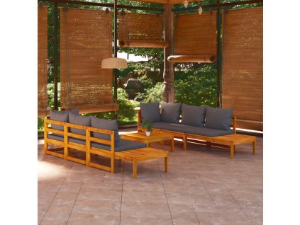 vidaXL 5-dielna záhradná sedacia súprava s tmavosivými podložkami akáciové drevo